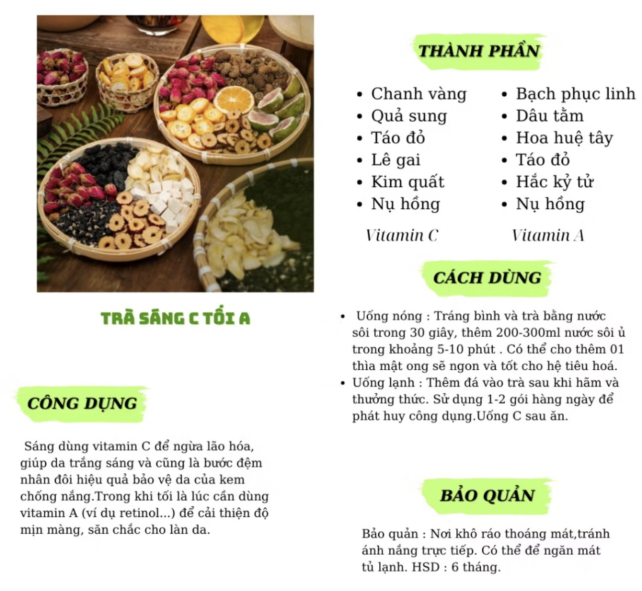 Combo Trà Dưỡng Nhan Sáng C Tối A